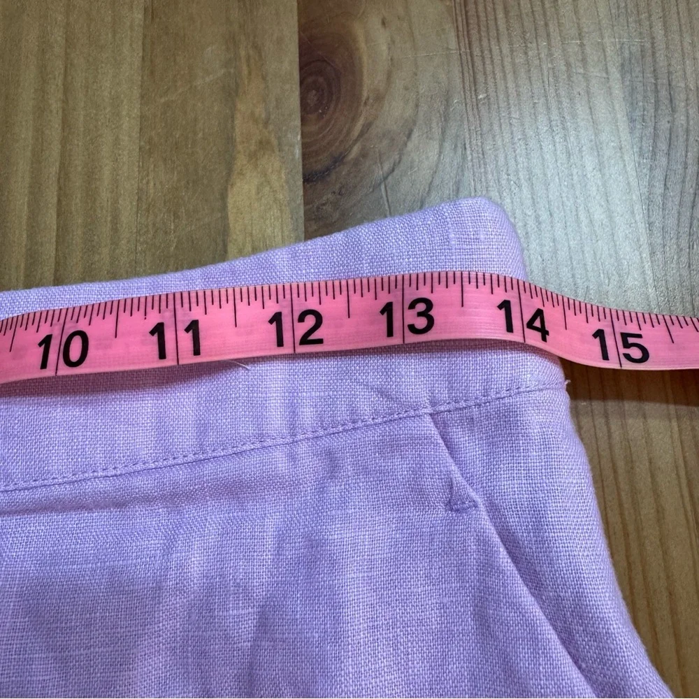 A&F Linen & Cotton Scalloped High Waist Shorts Pockets Feminine Sweet Summer - Picture 8 of 12